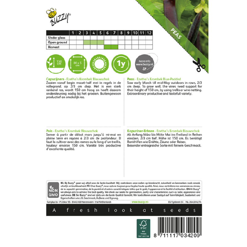 Buzzy - Capucijner zaden Ezetha’s Krombek Blauwschok | 30 gram